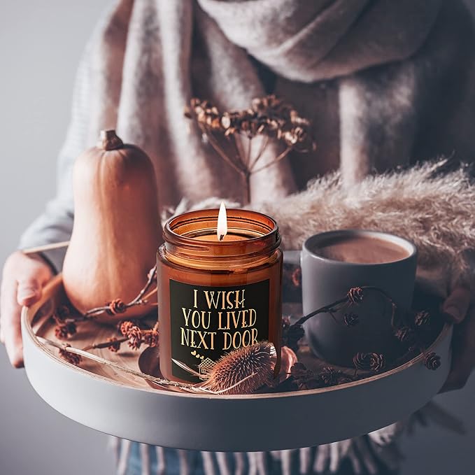 Birthday Gifts for Women - I Wish You Lived Next Door Candle for Her - Cute Friendship, Housewarming Gift - Gifts for Men, Best Friend, Girlfriend, Sister, Mom - Relaxing Soy Candle for Home