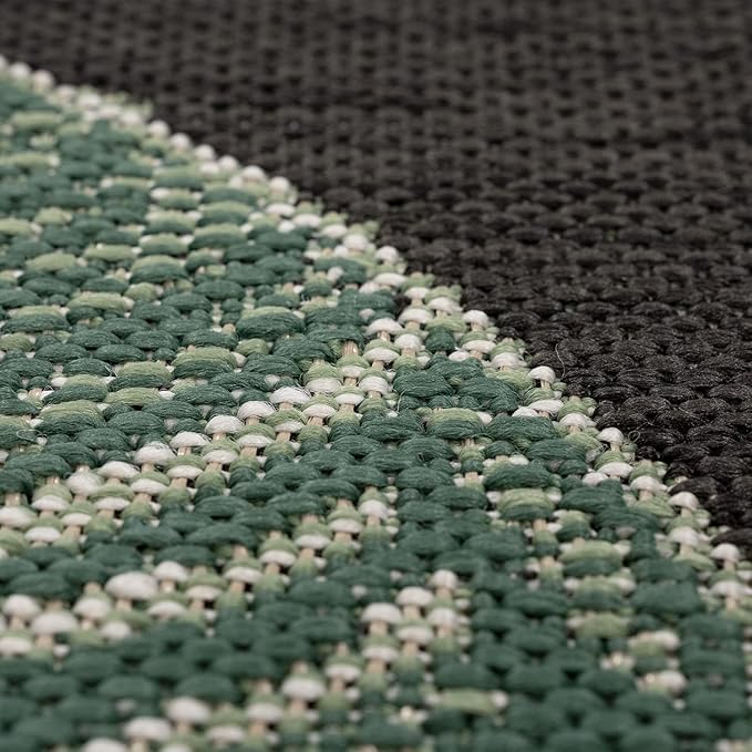 Tropical Outdoor Rug Jungle Leaves Design for Patio in Black Green, Size: 2'8" x 4'11"