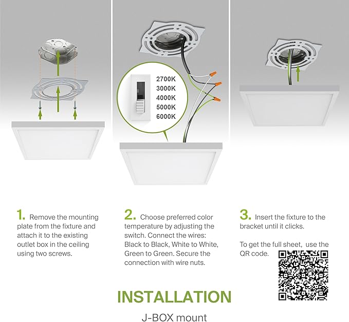 ASD LED 12" Square Flush Mount Ceiling Light Fixture, Low Profile Surface Lighting | 5CCT, Dimmable, Ultra-Thin, ETL Listed | 24W 1700LM 2700-6000K 120V | Kitchen, Hallway Lamp | White, 4 Pack