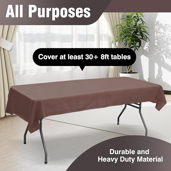 Craft And Party Brown Plastic Table Cover Roll, 40Inch X 300Feet Disposable Plastic Tablecloth, Banquet Rectangle Tablecover Roll