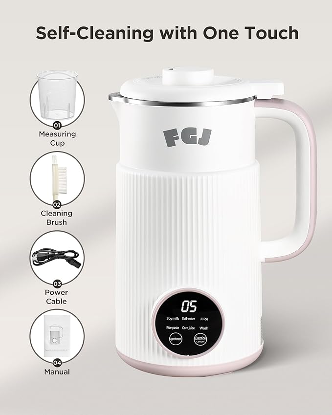 Nut Milk Maker Machine 28OZ, 6 in 1 Soy Milk Maker Blender, Stainless Steel Blenders for Oat, Almond, Plant Based Milk, Automatic Soybean Machine With Delay Start/Keep Warm/Boil Water/Self-Cleaning