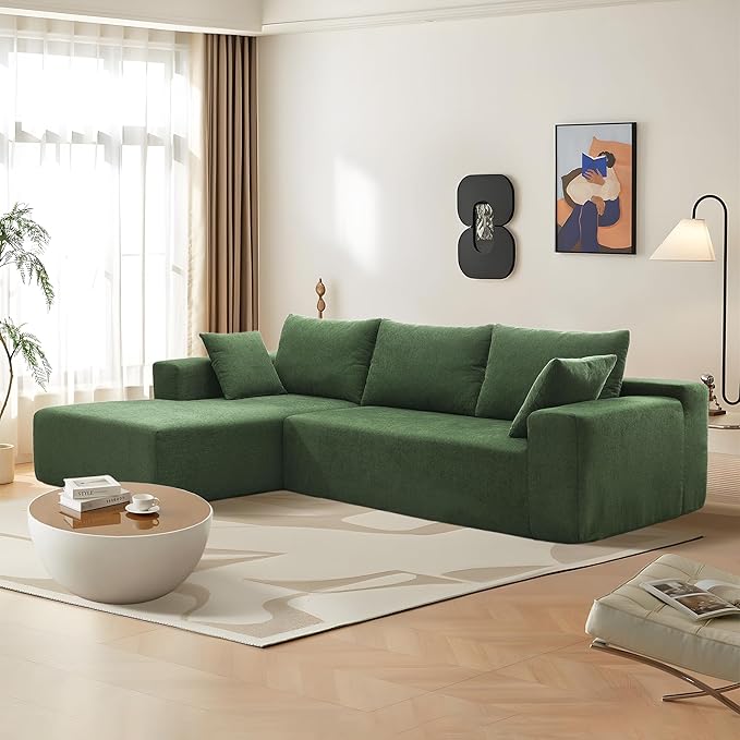 109 X 68'' Sectional Sofa, Chenille Fabric L Shaped Couch, 3 Seat Corner Sofa, Modern Upholstered Couch with 2 Pillow Left Hand Lounge for Living Room, Office