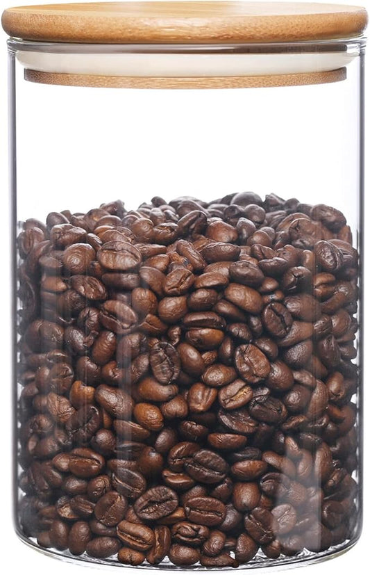 umieo Glass Food Storage Containers with Bamboo Lids Large Glass Food Storage Jars for Coffee Bar Tea Sugar (Clear Glass)