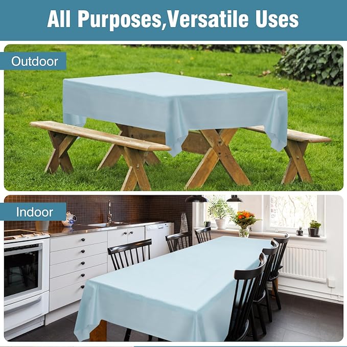 Craft And Party Light Blue Plastic Table Cover Roll, 40Inch X 300Feet Disposable Plastic Tablecloth, Banquet Rectangle Tablecover Roll