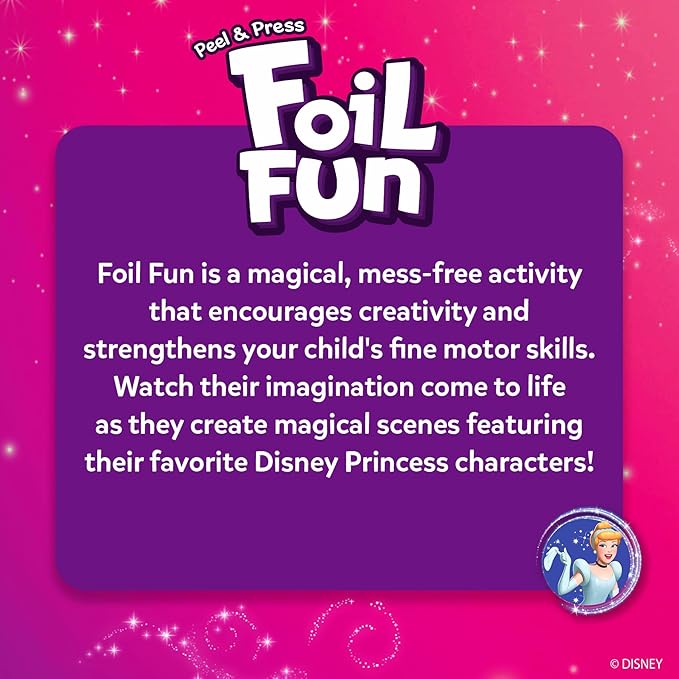 Skillmatics Foil Fun - Disney Princess, Mess-Free Art & Craft Kits for Kids, DIY Creative Travel Toys, Perfect Christmas Gifts for Fans of Moana, Cinderella, Ariel, Jasmine, Ages 4, 5, 6, 7, 8, 9