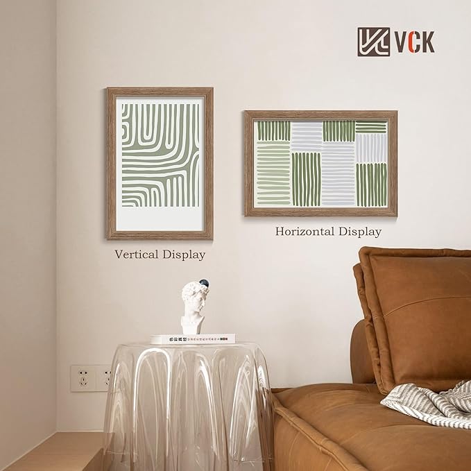 VCK 12x18 Poster Frame Set of 4 - Walnut, Gallery-Quality Wood Picture Frames, 1.1-Inch Wide Border, Polished Plexiglass, Vertical or Horizontal Wall Display for Photo/Art/Prints, Walnut