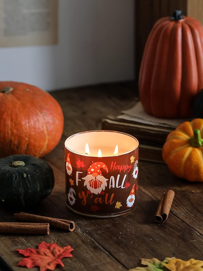 Fall Candle, Pumpkin Vanilla Candles, Pumpkin Scented Candle, Autumn Large 3 Wicks for Home, 14 oz