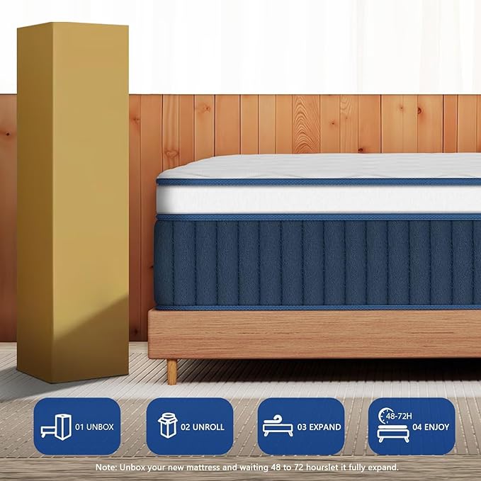 inight King Szie Mattress, 12 Inch Hybrid King Mattress in a Box, Enhanced Upgrade Individual Zone Pocket Springs, Breathable Comfort, Motion Isolation, Pressure Relief, Durable, Medium Firm, Bliss