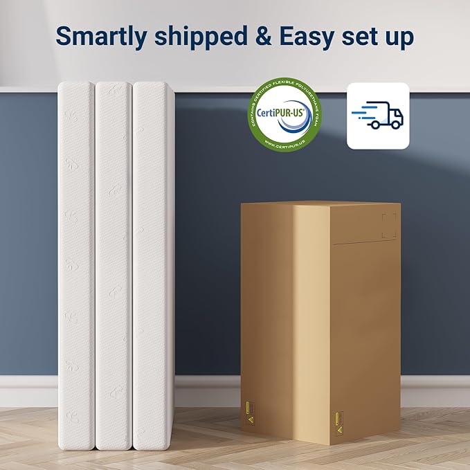 Avenco Tri-fold Mattress - 4 Inch Single Size Portable Floor Mattress with Breathable & Washable Cover | Foldable Memory Foam Topper for Guest Room,RV,Travel,Camping,White