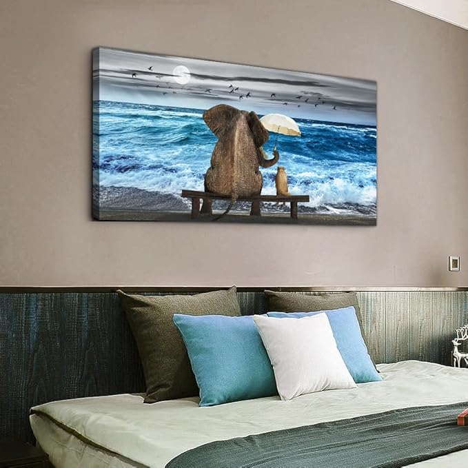 MHARTK66 Canvas Art - Abstract Ocean Beach Wall Decor For Living Room, Bedroom & Office