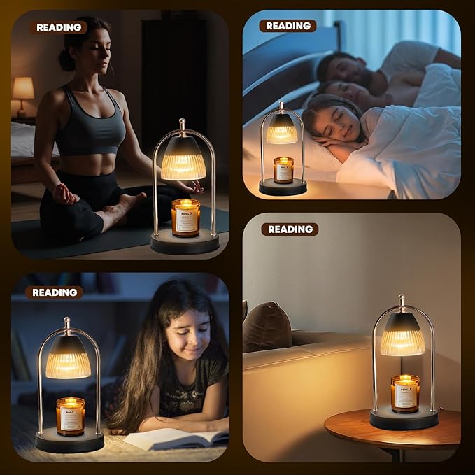 GEEZO Fragrance Candle Warmer Lamp,Electric Candle Warmer with Timer & Dimmer,Mom Christmas Birthday Gifts for Women, House Warming Gifts New Home Bedroom Decor