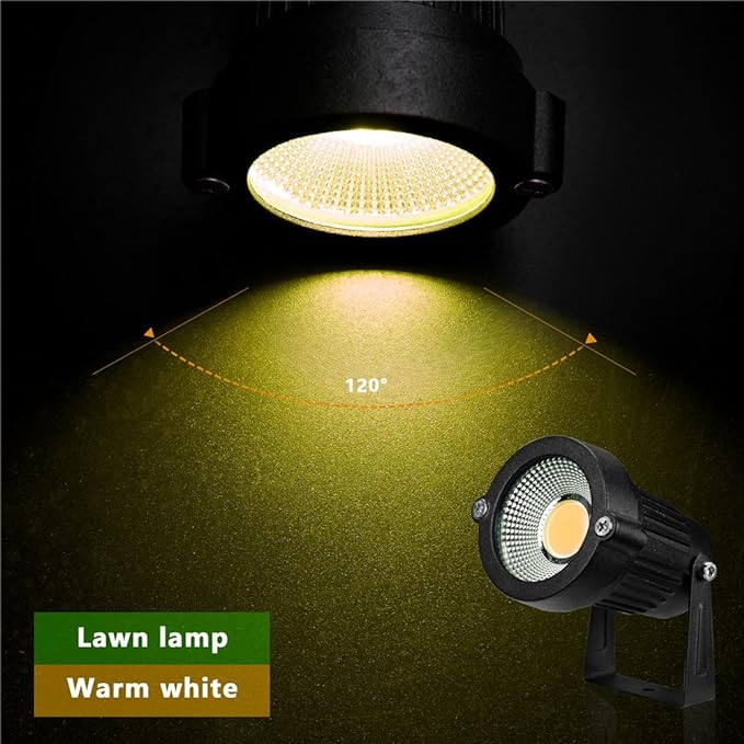 Z Outdoor Landscape LED Lighting 5W Waterproof Graden Lights COB Led Spotlights with Spiked Stand for Lawn Decorative Lamp US 3- Plug 3500K Warm White Lights (2 Packs)