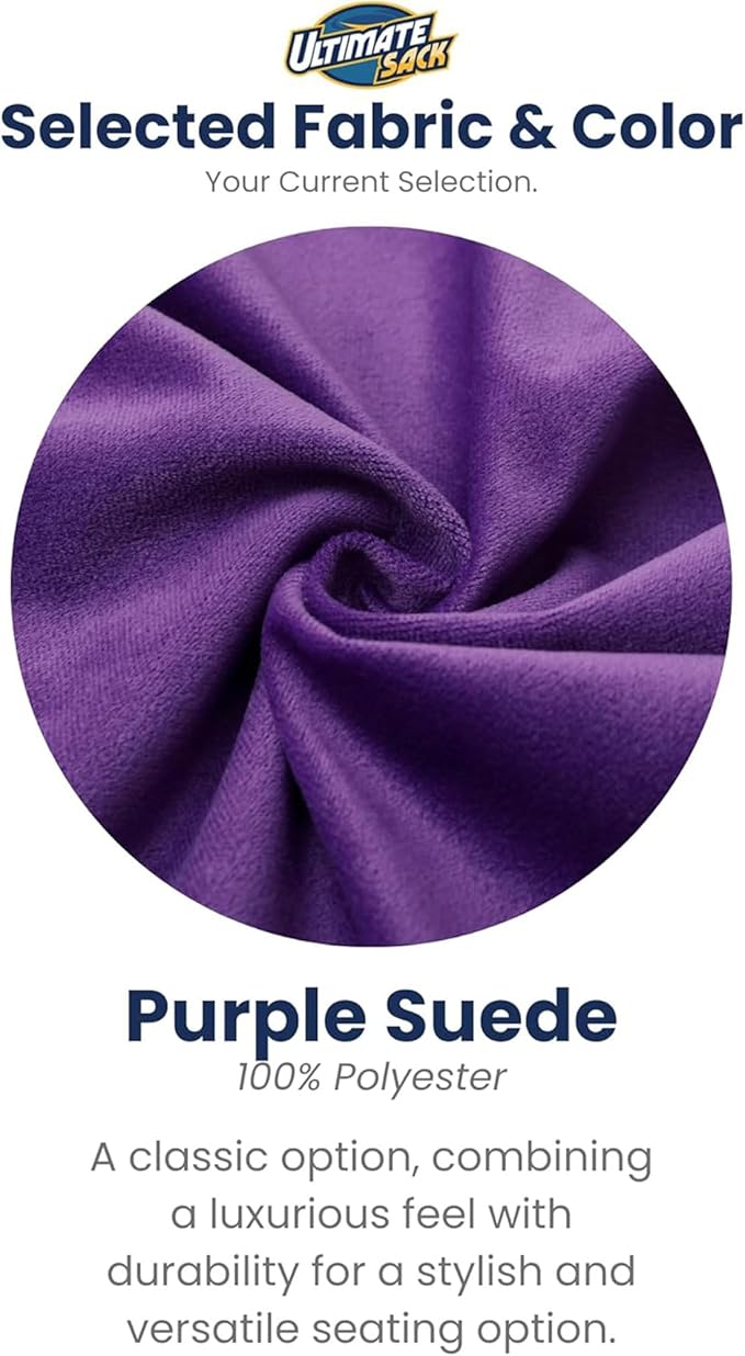 Ultimate Sack Kids Bean Bag Chair, Oversize Bean Bag Chair for Adults, Comfy Chair Bean Bag Couch Lounge Sofa Loveseat Furniture | Purple Suede