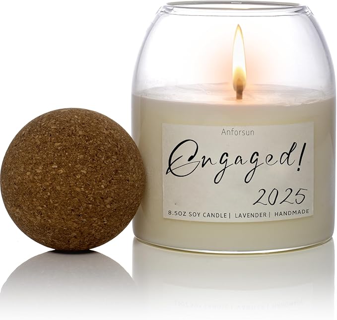 Engagement Gifts,Engagement Gifts for Couples,'Engaged 2025' Candle - 8.50oz Soy Wax, Long-Lasting 60-Hours,Lavender