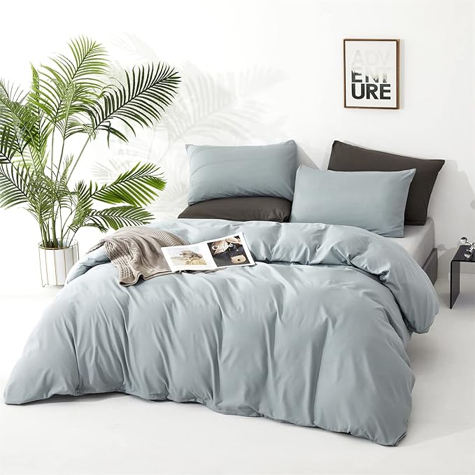 Light Blue Comforter Full Set – Fog Blue Comforter Cloud-Like Comfort Lightweight & Breathable 3-Piece Bedding Set Size Wrinkle-Resistant & Machine Washable