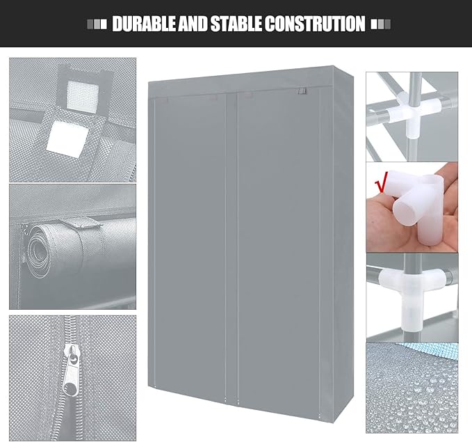 ERONE Shoe Rack Storage Organize, 28 Pairs Portable Double Row with Nonwoven Fabric Cover Shoe Shelf Cabinet for Closet
