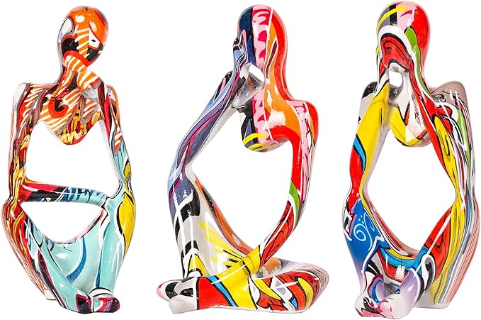 Thinker Statue Gold Decor Abstract Art Sculpture, Golden Resin Collectible Figurines for Home Living Room Office Shelf Decoration,Great Gifts Ideas (Multicolour)