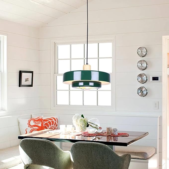 Green Pendant Light Vintage Light Fixtures, Metal Pendant Lights Kitchen Island, Modern Chandelier Pendant Light Fixture for Bedroom Hotel Dining Room Living Room Kitchen