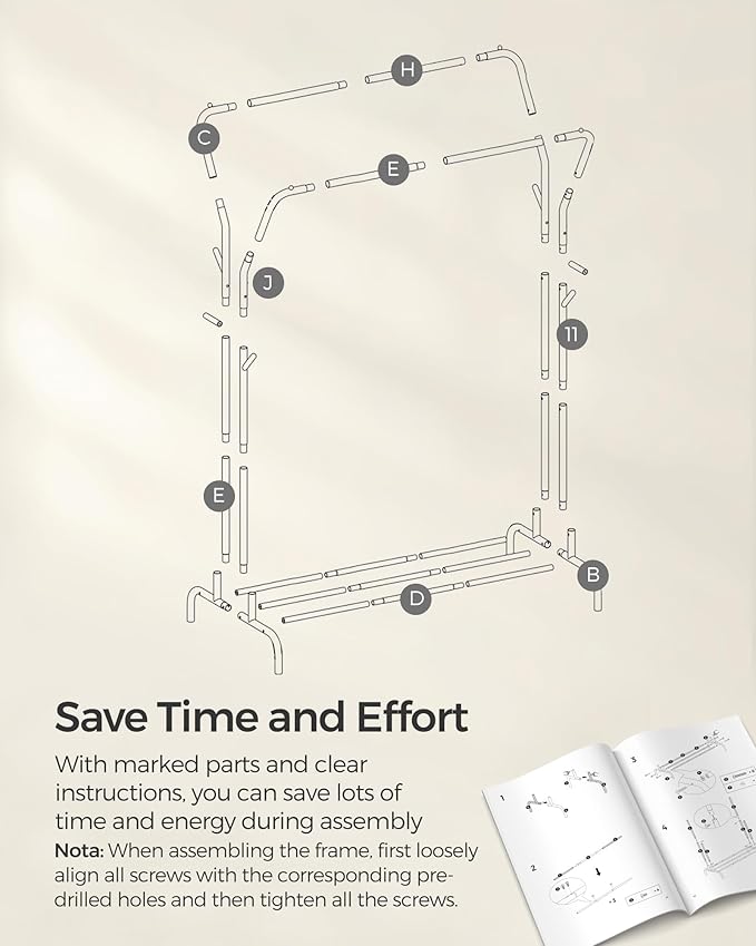 SONGMICS Clothes Rack, Double-Rod Clothing Rack for Hanging Clothes with Wheels, Garment Rack, Metal Frame, 220 lb Max. Total Load, 40.7 Inches Wide, Clothes Storage and Display, White UHSR107W01