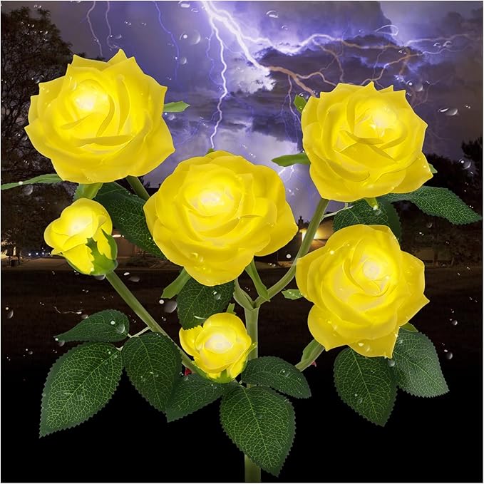 TYNLED Outdoor Solar Garden Stake Lights,Upgraded LED Solar Powered Light with 6 Rose Flowers, Waterproof Solar Decorative Lights for Patio Pathway Courtyard Garden Lawn
