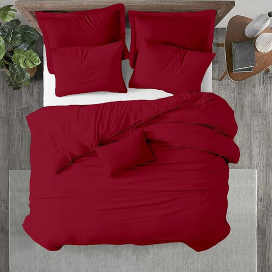 Kotton Culture 1 Pc Queen Size Duvet Cover Only -100% Egyptian Cotton Sateen 600 TC Ultra Soft Premium Durable Comforter Cover Zipper Closure & Corner Ties (Red Burgundy, Queen/Full 90" X 90")