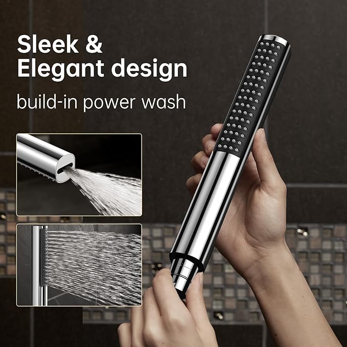 Veken Shower Head, 10'' Luxury All Metal Rain Shower Heads with Handheld Spray Combo, Hand Held Bathroom Combo with Adjustable Extension Arm, Bathroom Accessories, Dual Rainfall Showerhead Chrome