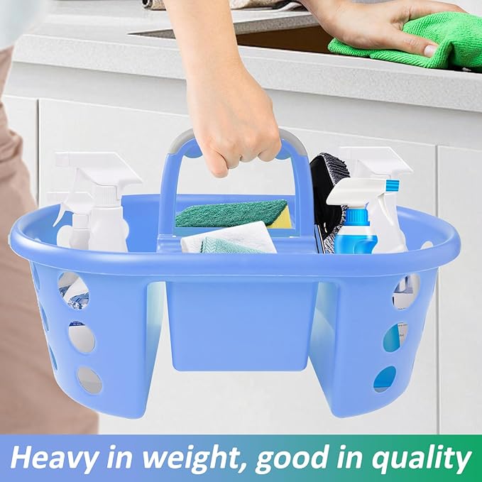 Large Shower Caddy Portable 2PC - Made in USA Plastic Jumbo Size Dorm Storage Candy Tote with Handle Shower Organizer for Bathroom, Pantry, Kitchen, College Dorm, Green/Periwinkle
