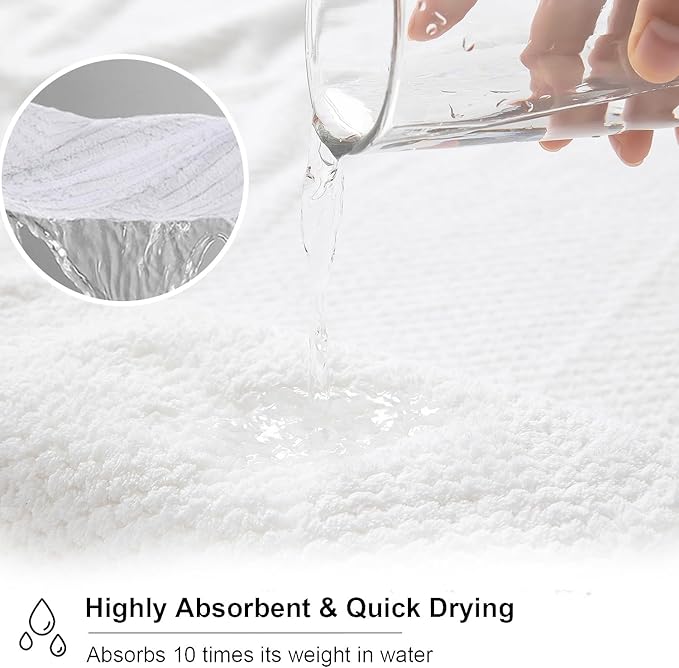 8 Piece Large White Family Bath Towel Set-2 Oversized Bath Towel Sheets,2 Hand Towels,4 Washcloths-600GSM Soft Highly Absorbent Quick Dry Beach Chair Towels Woven Towels for Bathroom Hotel and Spa