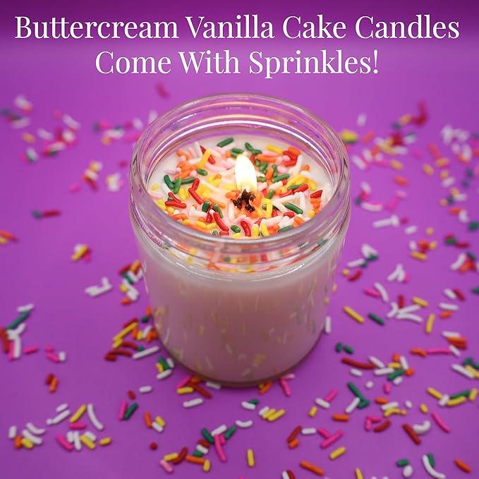 50th Birthday Gifts for Her - Best Ideas, Buttercream Vanilla Scented with Sprinkles on Top, 100% Soy Candle for Women, Mom, Friends, Wife, Sister, Grandma, Handmade Aromatherapy Candles Decoration