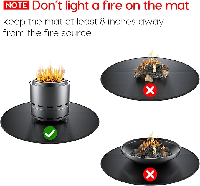 38" Fireproof Fire Pit Mat for Solo Stove Bonfire, Round Grill Mats for Outdoor Grill Deck Protector, Waterproof Pad for Solo Stove Accessories, BBQ Mat for Patio