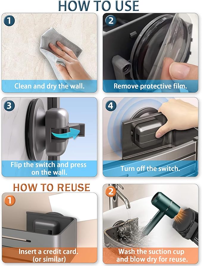 Onemake Aluminum Shower Caddy Suction Cup, No Drilling Bathroom Shower Shelf, Corner Shower Caddy with 6 Portable Hooks, Removable Bath Organizer with Towel Bar for Bathroom Storage(Cream White)