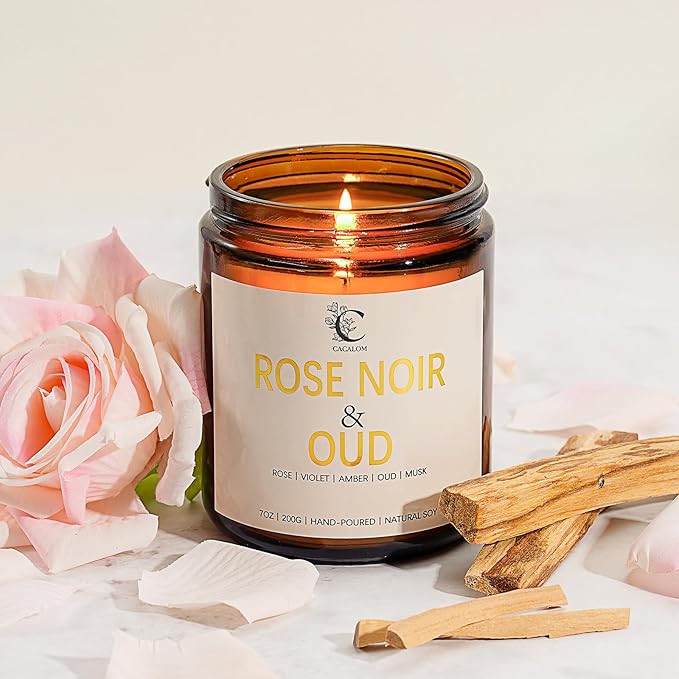 Rose Scented Candles for Women, Birthday Candles for Her Stress Relifef Aromatherapy Spa Candle Soy Wax Long Lasting Bath Relaxing Candles, Halloween Chirtmas Birthday New Job Gifts for Women Mother