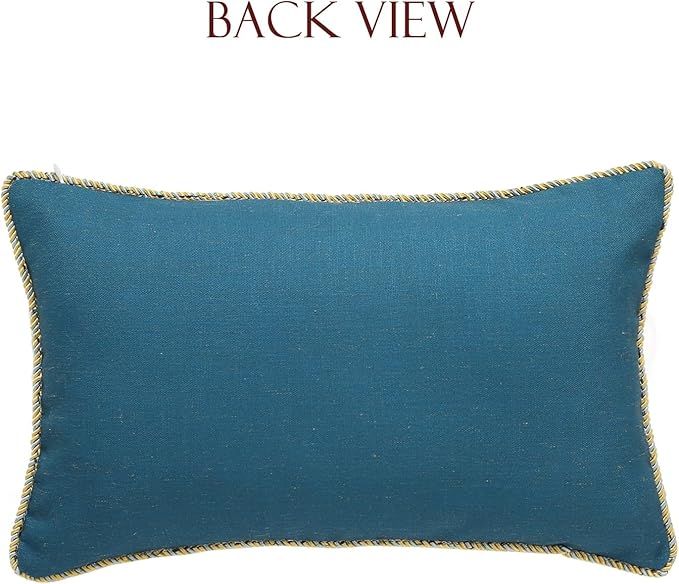 patdrea Designer Rectangle Throw Pillow Covers Set of 2,Rustic Vintage Blue Linen with Floral Pattern Pillow Cover,Decorative Lumbar Pillowcases Cushion for Bed Living Room Outdoor Car,12"x20"