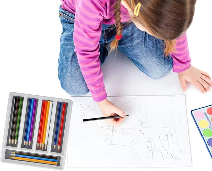 HaWare Silverware Tray for Drawer with Five Sections, Flatware Organizer/Cutlery Holder with Soft Grip Lining and Non-slip Rubber Feet, Multi-Purpose Storage for Kitchen, Office, Bathroom Supplies