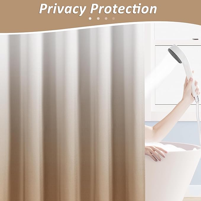 Naturoom Camel Shower Curtains for Bathroom,Ombre Cloth Fabric Shower Curtain Set with 12 Hooks Camel Bathroom Decor 72 x 72