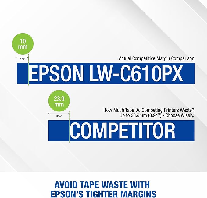LABELWORKS Epson LW-C610PX Premium Portable Bluetooth Label Machine Printer – Create Sticker Labels for Organization, Small Business, Designer Tape Supported, App Compatible