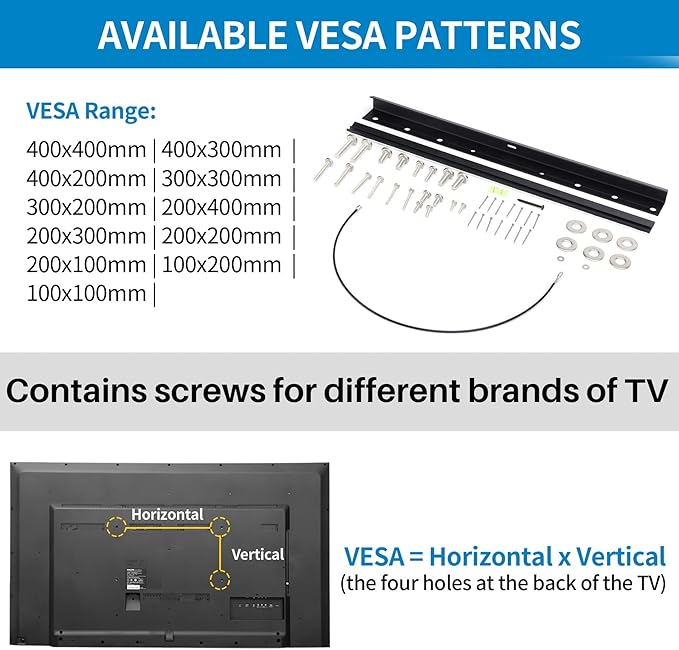 Studless Drywall TV Mount for 13-55 inch TVs, No Stud TV Wall Bracket Max VESA 400x400mm up to 100 lbs Universal Fits Most LED LCD Plasma Flat/Curved Screen TVs & Monitors-Upgraded Bubble Level