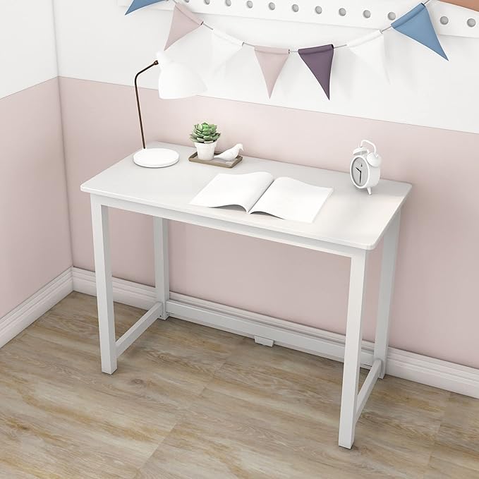 Max & Lily Solid Wood Desk, 40 Inches, White