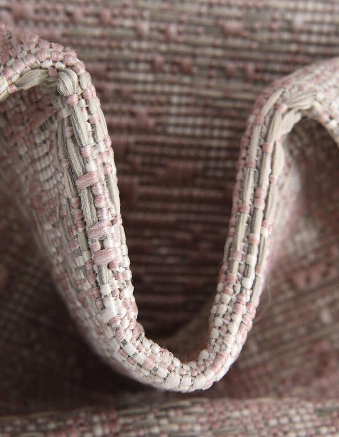 Unique Loom Outdoor Traditional Collection Area Rug - Valeria (10' x 13' 1" Rectangle, Pink/ Ivory)