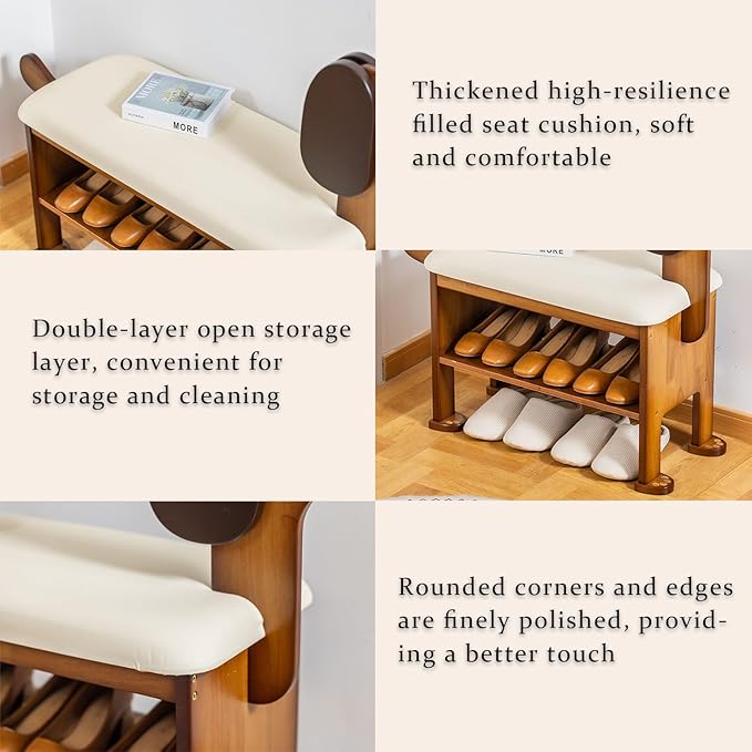 Shoe Bench – 2-Tier Wooden Entryway Organizer Cute Dog-Shaped with Pet-Inspired Design, 23.6 inchs Hallway & Living Room Bench