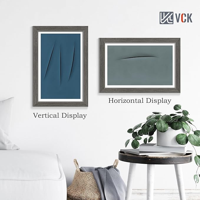 VCK 11x17 Picture Frame Set of 4 - Grey, Gallery-Quality Wood Poster Frames, 1.1-Inch Wide Border, Polished Plexiglass, Vertical or Horizontal Wall Display for Photo/Art/Prints, Grey