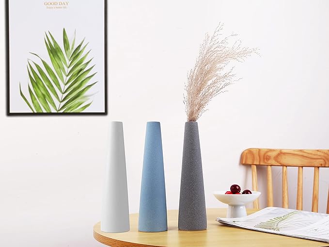 Ceramic Vase, Modern Home Decor Ceramic Vase, Frosted Porcelain Vase, Grey Minimalist Vase,Living Room Decoration,Ideal Shelf, Best Decoration. (White)