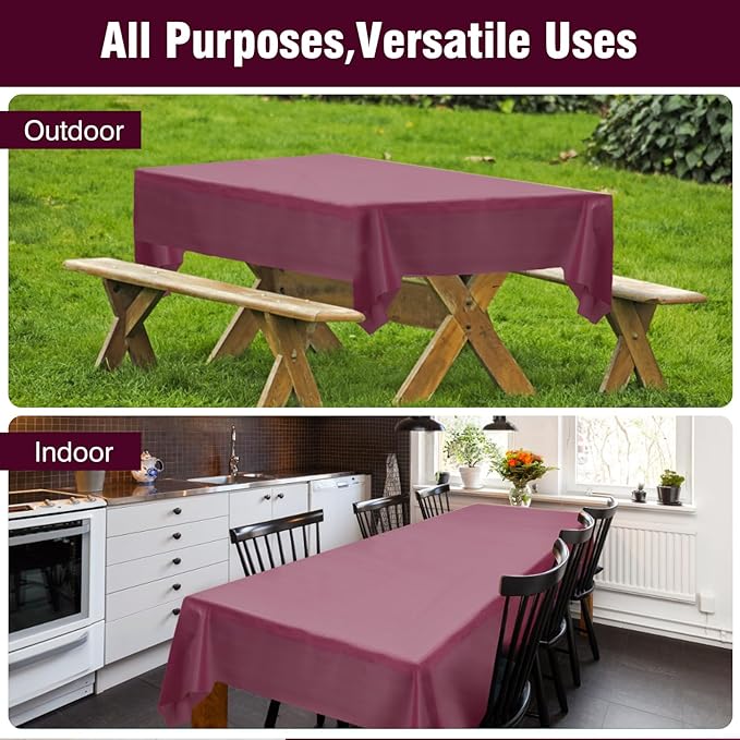 Craft And Party Burgundy Plastic Table Cover Roll, 40Inch X 300Feet Disposable Plastic Tablecloth, Banquet Rectangle Tablecover Roll