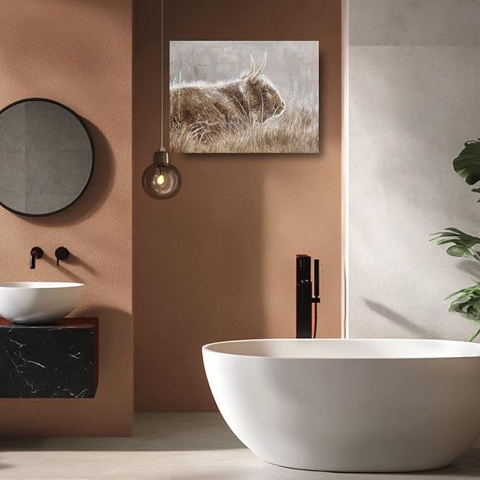 VAYIMDH Brown Wall Pictures Vintage Wall Print Animal Wall Hangings Decor 12"x16" Wall Art for Bathroom Decor Artwork for Bedroom