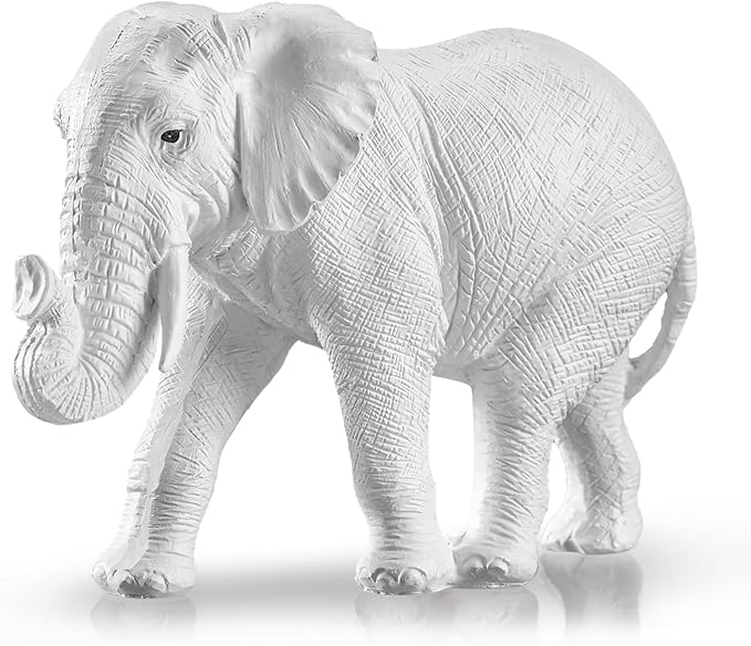 Thinker Statue Gold Decor Abstract Art Sculpture, Golden Resin Collectible Figurines for Home Living Room Office Shelf Decoration,Great Gift Ideas (Elephant-White)