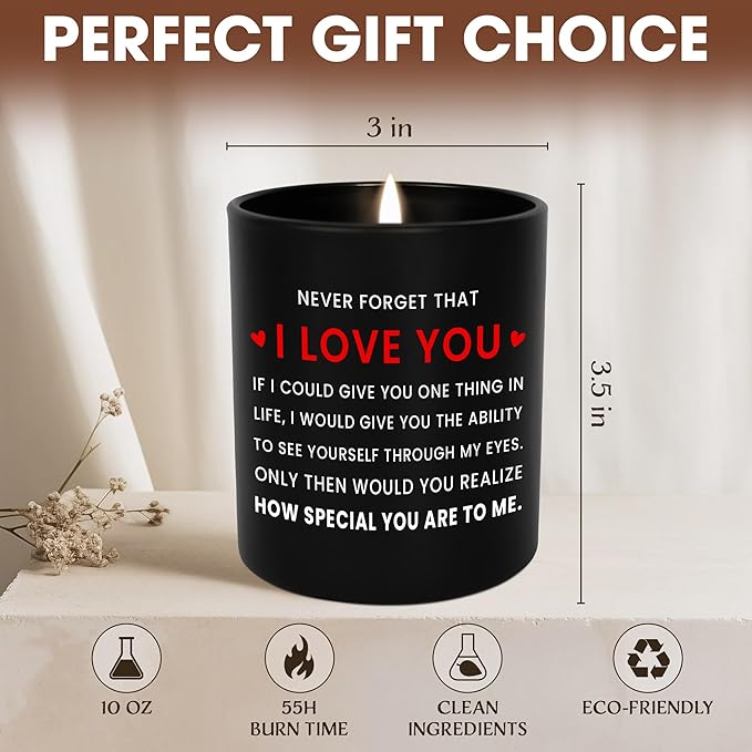 OASSIE Gifts for Her Him Women Men - I Love You Long Lasting Vanilla Lavender Scented Candle 10oz - Birthday Couple Gifts for Boyfriend Girlfriend Husband Wife