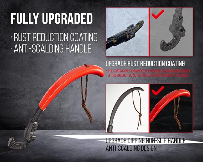 Universal Grill Grate Lifter Tool - Hot Surfaces Handling Cooking Grid Lifter Gripper with Non-Slip and Anti-scalding Coating Handle fits Most Heavy-Duty Cast Iron and Stainless Grates