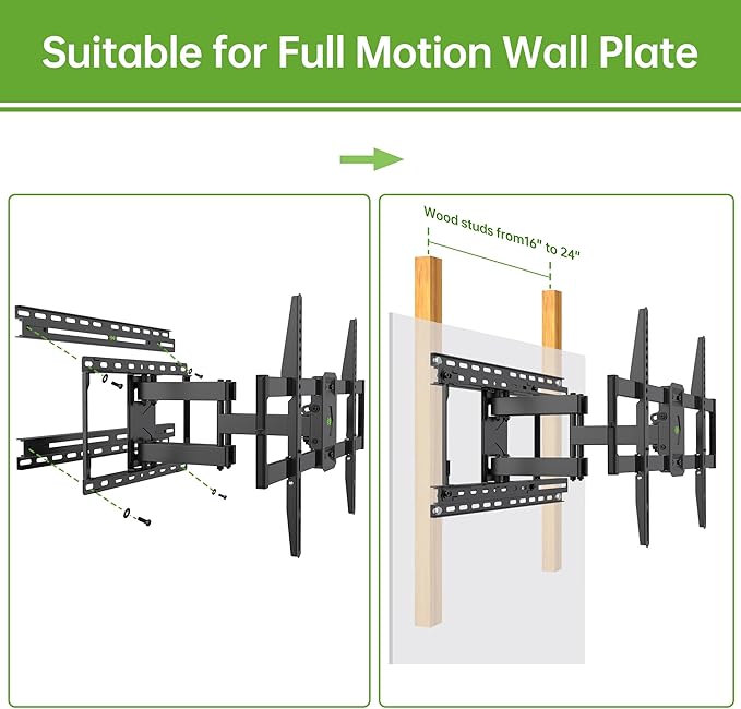 USX MOUNT TV Mount Extension Bracket for Televison Wall Plate, Fitting 16-24 inch Wood Stud and Easy for TV Centering, Max Loading Capacity 154LBS, XAS702