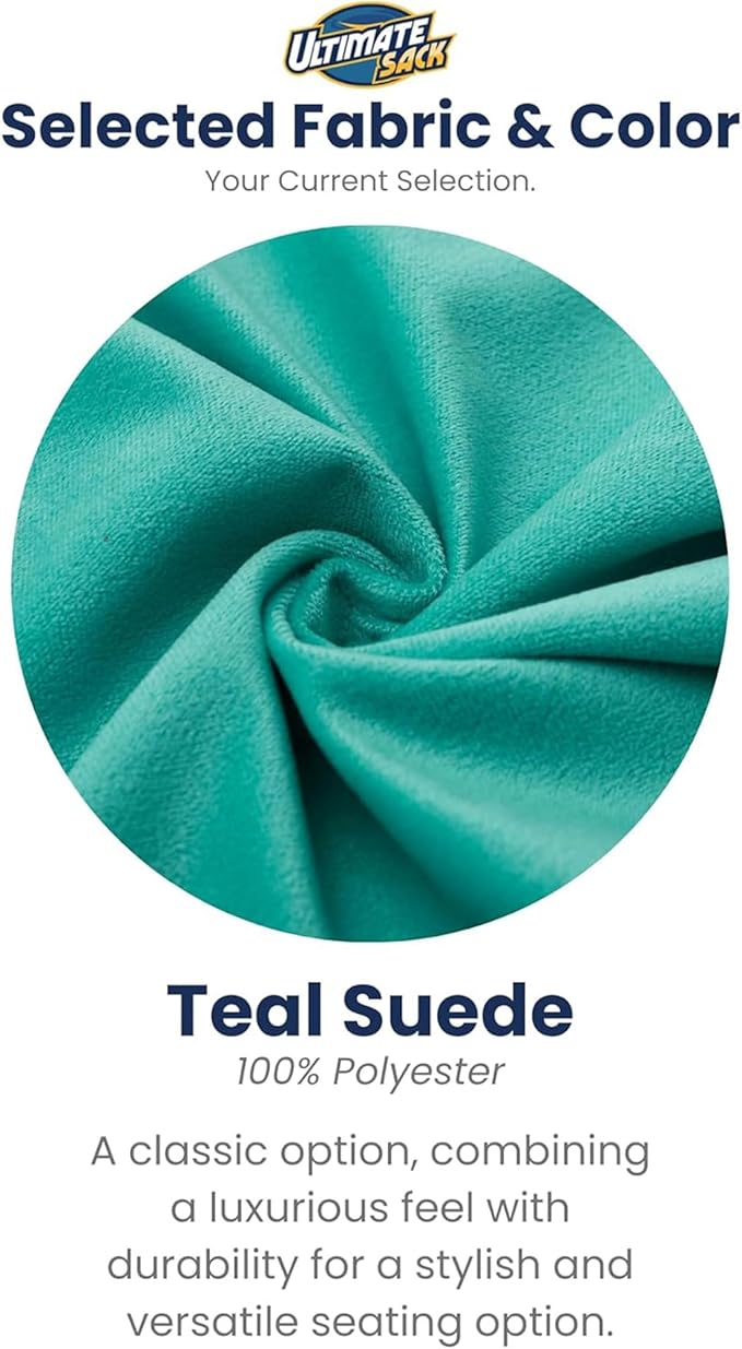 Ultimate Sack Kids Bean Bag Chair, Oversize Bean Bag Chair for Adults, Comfy Chair Bean Bag Couch Lounge Sofa Loveseat Furniture | Teal Suede