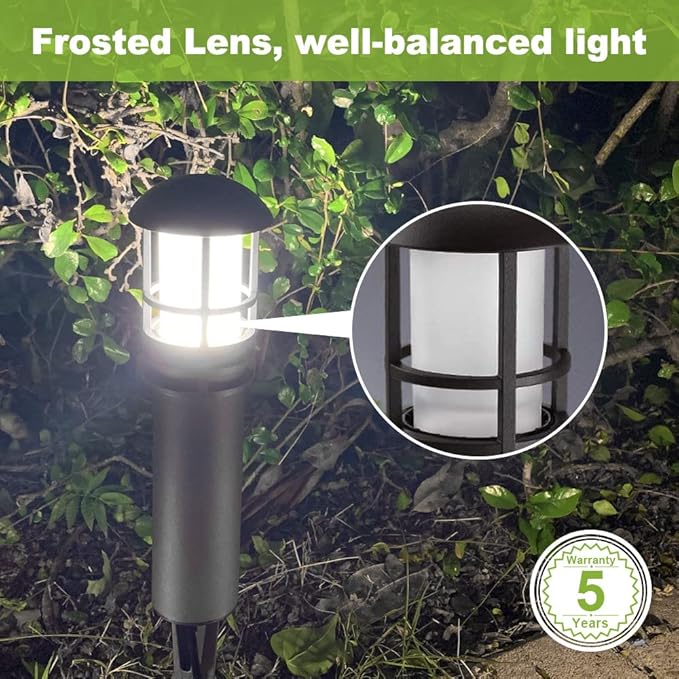 VOLISUN Outdoor LED Landscape Lighting,12-Pack 3W 12V Low Voltage Pathway Lights,Outdoor Waterproof Garden Lights,Aluminum Housing ETL Listed,CRI 90+,5000K Cool White for Driveway Sidewalk